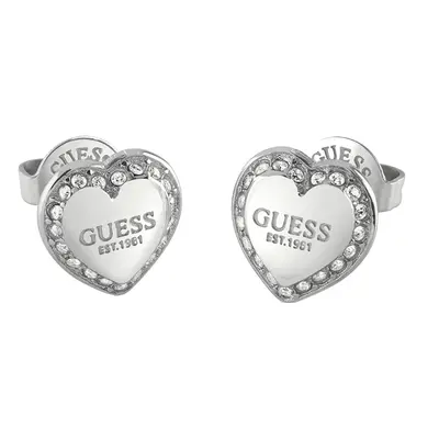 Guess Blyštivé srdíčkové náušnice Fine Heart JUBE01427JWRHT/U