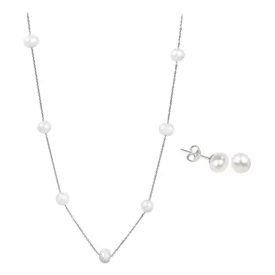 JwL Luxury Pearls Zvýhodněná perlová souprava šperků JL0026 a JL0355 (náhrdelník, náušnice)