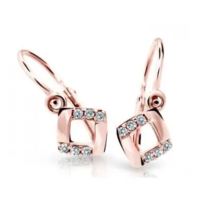 Cutie Jewellery Čtvercové dětské náušnice z růžového zlata C2268-10-X-4 červená