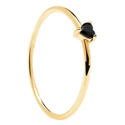 PDPAOLA Minimalistický pozlacený prsten se srdíčkem Black Heart Gold AN01-224 50 mm