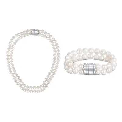 JwL Luxury Pearls Zvýhodněná perlová souprava šperků JL0598 a JL0656 (náramek, náhrdelník)