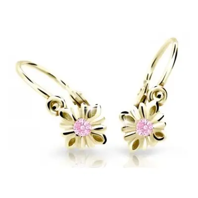 Cutie Jewellery Půvabné dětské náušnice ze žlutého zlata C2261-10-X-1 fuchsiová