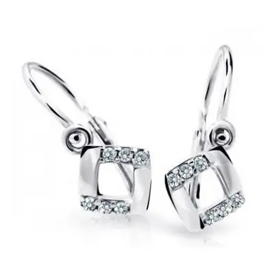 Cutie Jewellery Čtvercové dětské náušnice z bílého zlata C2268-10-X-2 červená