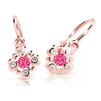 Cutie Jewellery Třpytivé dětské náušnice z růžového zlata C2253-10-X-4 bílá