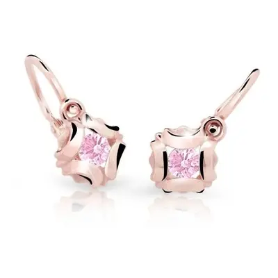 Cutie Jewellery Slušivé dětské náušnice z růžového zlata C2216-10-X-4 fuchsiová