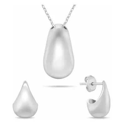 Brilio Silver Minimalistický stříbrný set šperků SET272W Tear Drop (náhrdelník, náušnice)