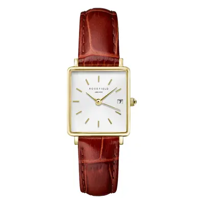 Rosefield Boxy XS White Medium Brown Leather Gold QWBLG-Q55