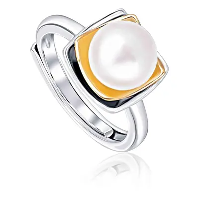 JwL Luxury Pearls Bicolor stříbrný prsten s pravou perlou JL0623