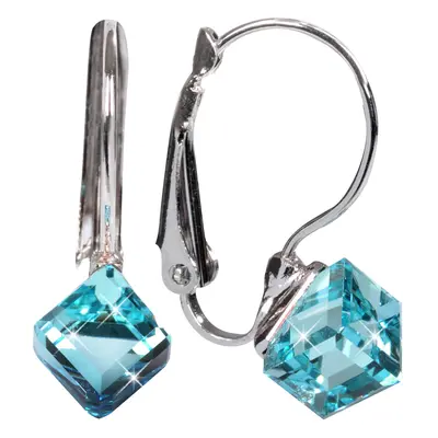 Levien Stylové náušnice Cube Aquamarine