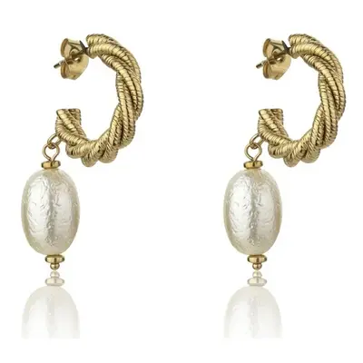 Marc Malone Pozlacené náušnice s umělou perlou Grace White Earrings MCE23005G