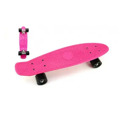 Skateboard - pennyboard 60cm nosnost 90kg, kovové osy, růžová barva, černá kola