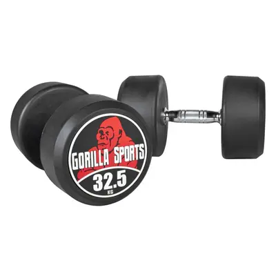 Gorilla Sports Jednoruční činky černo/červené, 2 x 32,5 kg