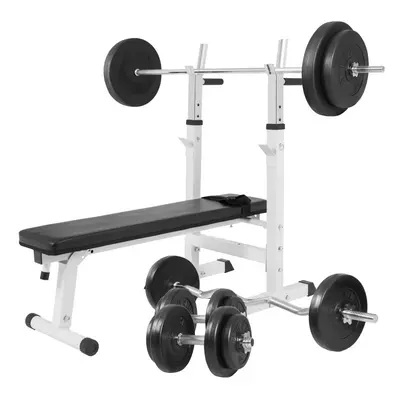 Gorilla Sports Posilovací lavice + nakládací set, 100 kg