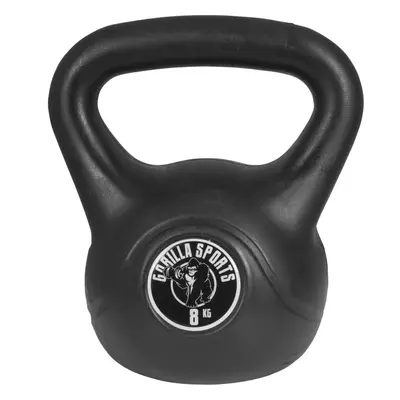 Gorilla Sports Kettlebell činka, plast, černá, 8 kg