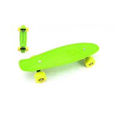 Teddies Skateboard pennyboard 43cm plastové osy zelená žlutá kola