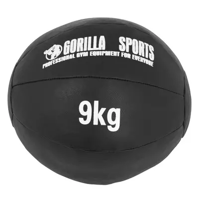 Gorilla Sports Kožený medicinbal, 9 kg, černý