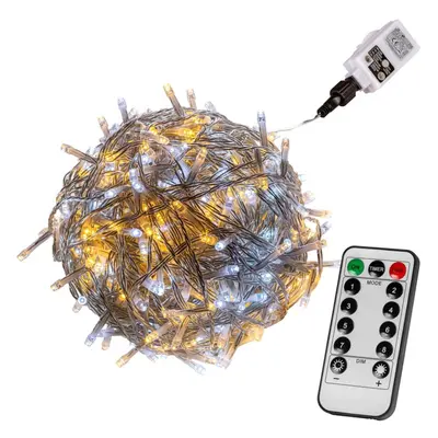 VOLTRONIC® 67603 Vánoční řetěz - 100 LED, teple/stud.bílý + ovladač