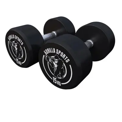 Gorilla Sports Kulaté jednoruční činky, gumové, 2 x 15 kg