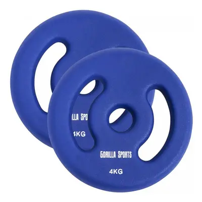 Gorilla Sports Sada zátěžových kotoučů 2 x 4 kg, tm. modrá