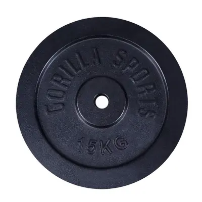 Gorilla Sports Litinový zátěžový kotouč, 15 kg