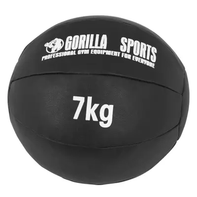 Gorilla Sports Kožený medicinbal, 7 kg, černý