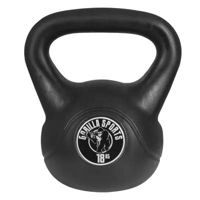 Gorilla Sports kettlebell činka, plast, černá, 18 kg