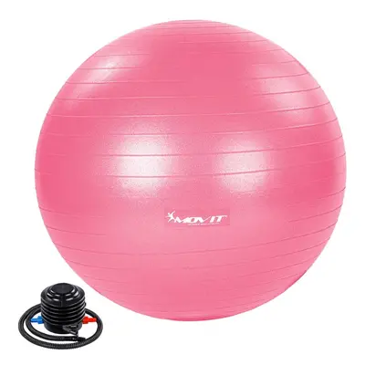 75548 MOVIT Gymnastický míč s nožní pumpou, 65 cm, růžový