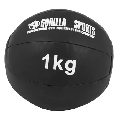 Gorilla Sports Kožený medicinbal, 1 kg, černý