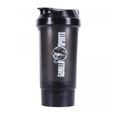 Gorilla Sports Shaker s přihrádkou, 500 ml, černý