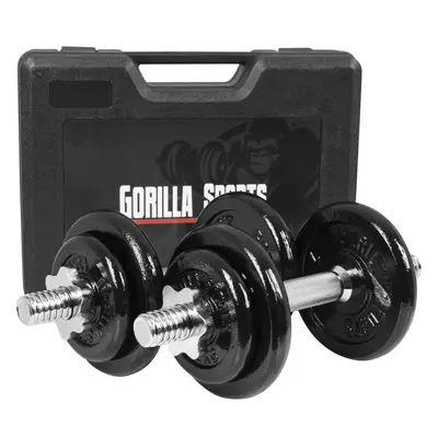 Gorilla Sports Jednoruční litinový set + kufřík, 20 kg