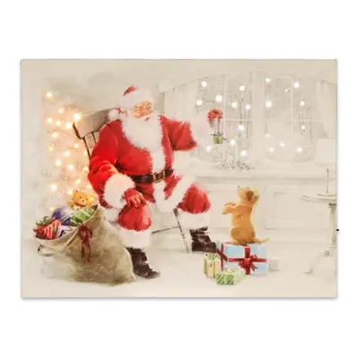 MAXXIVA® 74515 Nástěnná malba Santa Claus s psíkem, 40 LED, 30 x 40 cm