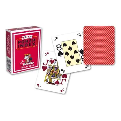 Modiano 93643 Modiano Poker karty, mini, 4 rohy, červené, sada 12 balíčků