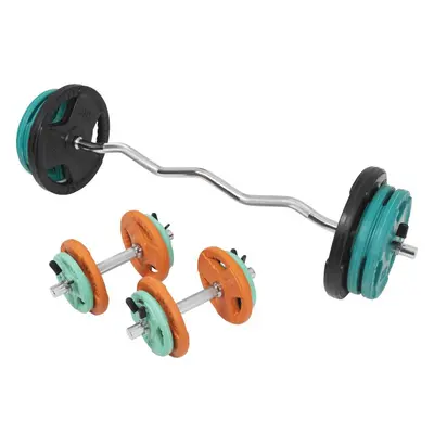 Gorilla Sports Set nakládacích tyčí + závaží, pružiny, 70 kg