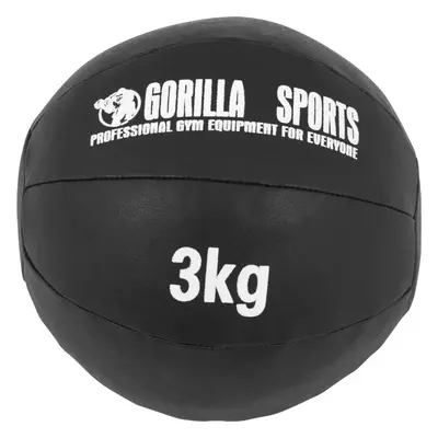 Gorilla Sports Kožený medicinbal, 3 kg, černý