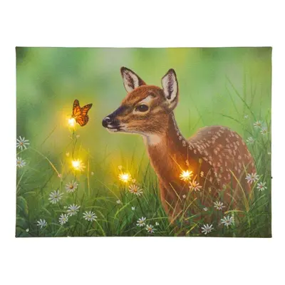 Nexos 86711 Nástěnná malba jelen na louce, 4 LED, 30 x 40 cm