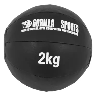 Gorilla Sports Kožený medicinbal, 2 kg, černý