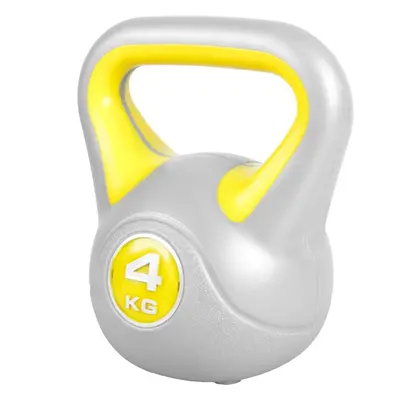 Gorilla Sports Kettlebell činka, vinylová, žlutá, 4 kg