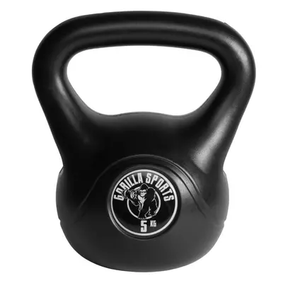 Gorilla Sports kettlebell činka, plast, černá, 5 kg