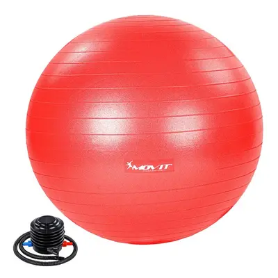 75550 MOVIT Gymnastický míč s nožní pumpou, 65 cm, červený