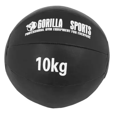 Gorilla Sports Kožený medicinbal, 10 kg, černý