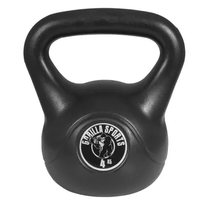 Gorilla Sports Kettlebell činka, plast, černá, 4 kg