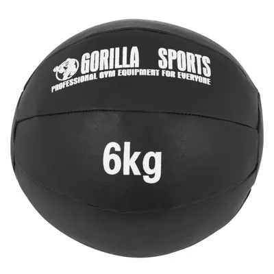 Gorilla Sports Kožený medicinbal, 6 kg, černý