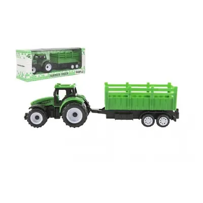 Traktor s vlekem plast 21cm na volný chod 23x9x6cm