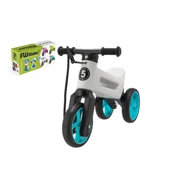 Odrážedlo FUNNY WHEELS Rider SuperSport bílé/tyrkys 2v1+popruh,výš.sedla28/30cm nos.25kg 18m+v k