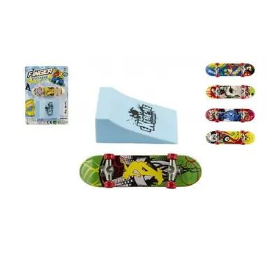 Skateboard prstový šroubovací s rampou plast 10cm asst mix barev na kartě