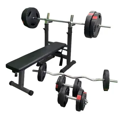 Gorilla Sports Posilovací lavice II + nakládací set 100 kg