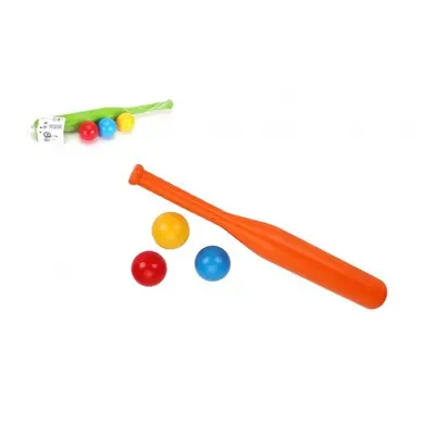 Baseballová pálka 50 cm + míčky 3 ks plast 2 barvy