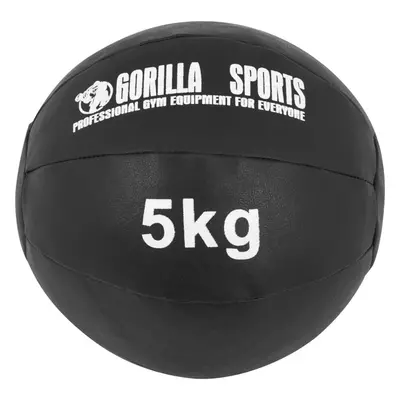 Gorilla Sports Kožený medicinbal, 5 kg, černý