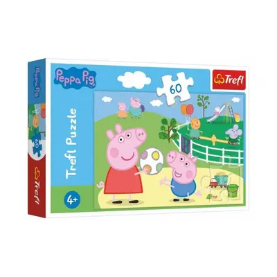 Puzzle Prasátko Peppa/Peppa Pig Zábava s přáteli 33x22cm 60 dílků v krabičce 21x14x4cm