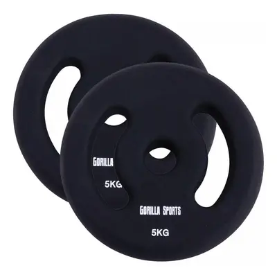 Gorilla Sports Sada zátěžových kotoučů 2 x 5 kg, černá